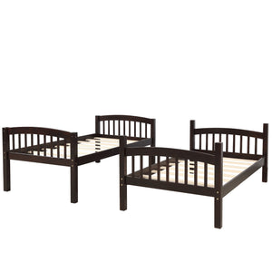 Homeroots Brown Twin Over Twin Bunk Bed  Manufactured Wood And Solid Wood 403882