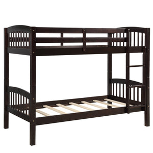 Homeroots Brown Twin Over Twin Bunk Bed  Manufactured Wood And Solid Wood 403882
