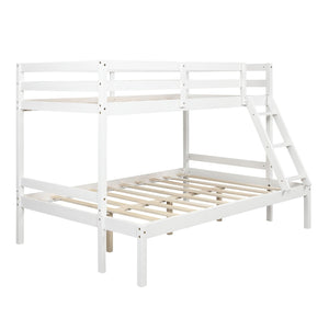 Homeroots White Twin Size Full Size Bunk Bed  Manufactured Wood And Solid Wood 403885