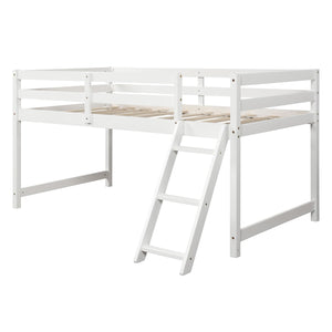 Homeroots White Twin Size Full Size Bunk Bed  Manufactured Wood And Solid Wood 403885