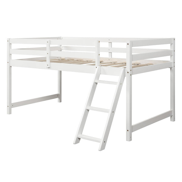 Homeroots White Twin Size Full Size Bunk Bed  Manufactured Wood And Solid Wood 403885