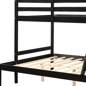 Homeroots Brown Twin Size Full Size Bunk Bed  Manufactured Wood And Solid Wood 403886