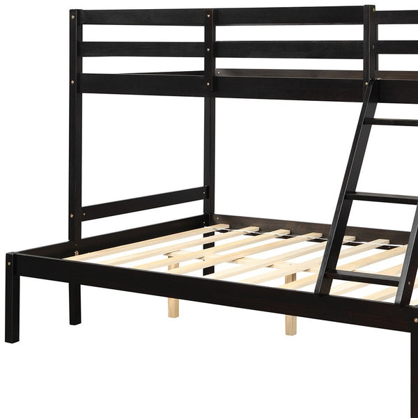Homeroots Brown Twin Size Full Size Bunk Bed  Manufactured Wood And Solid Wood 403886