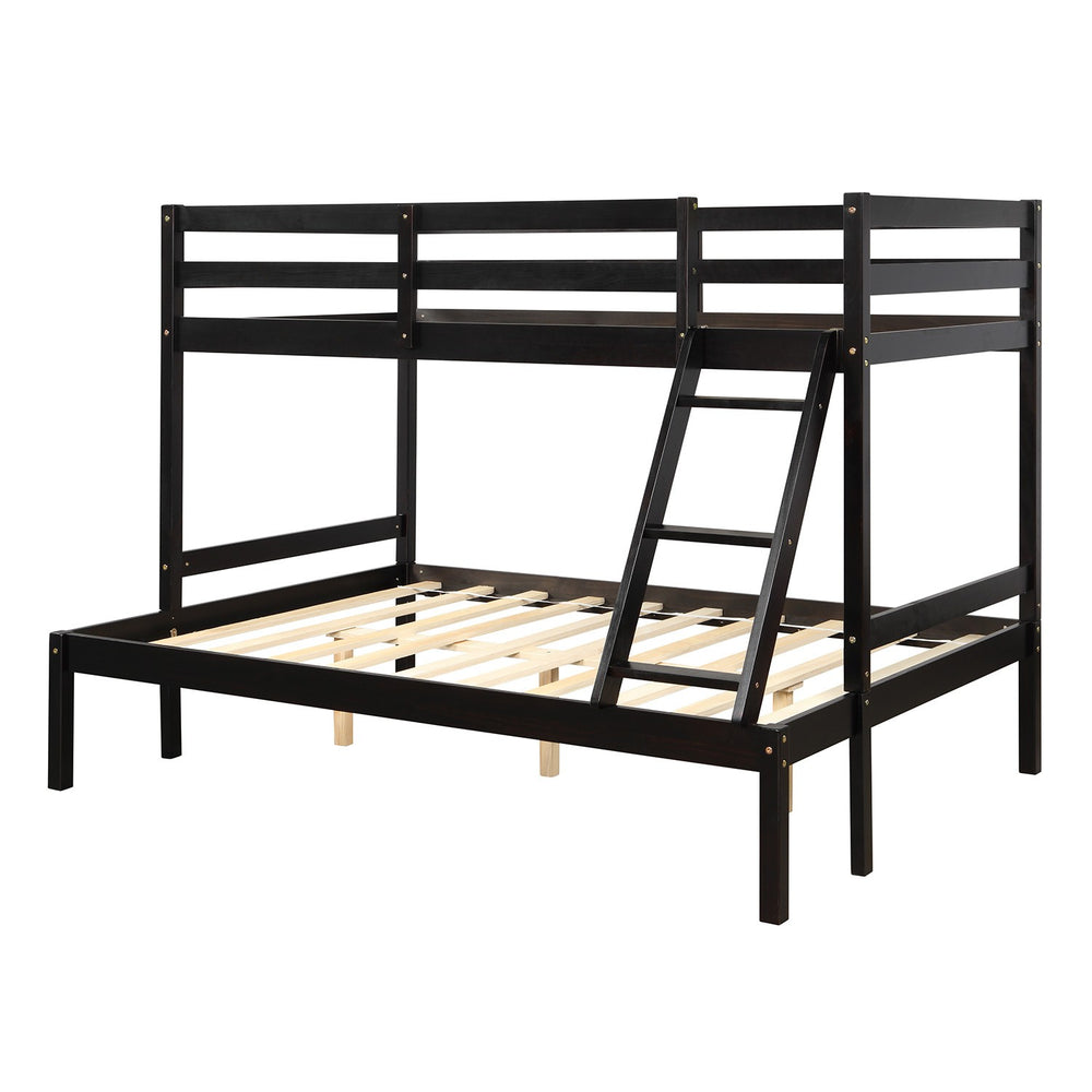 Homeroots Brown Twin Size Full Size Bunk Bed  Manufactured Wood And Solid Wood 403886