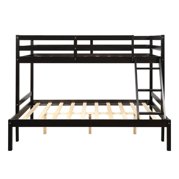 Homeroots Brown Twin Size Full Size Bunk Bed  Manufactured Wood And Solid Wood 403886