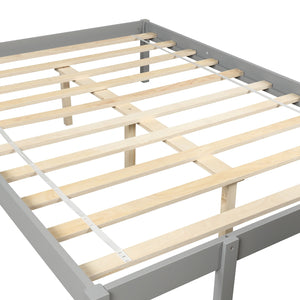 Homeroots Gray Twin Size Full Size Bunk Bed  Manufactured Wood And Solid Wood 403887