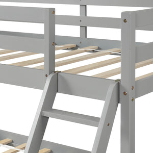 Homeroots Gray Twin Size Full Size Bunk Bed  Manufactured Wood And Solid Wood 403887