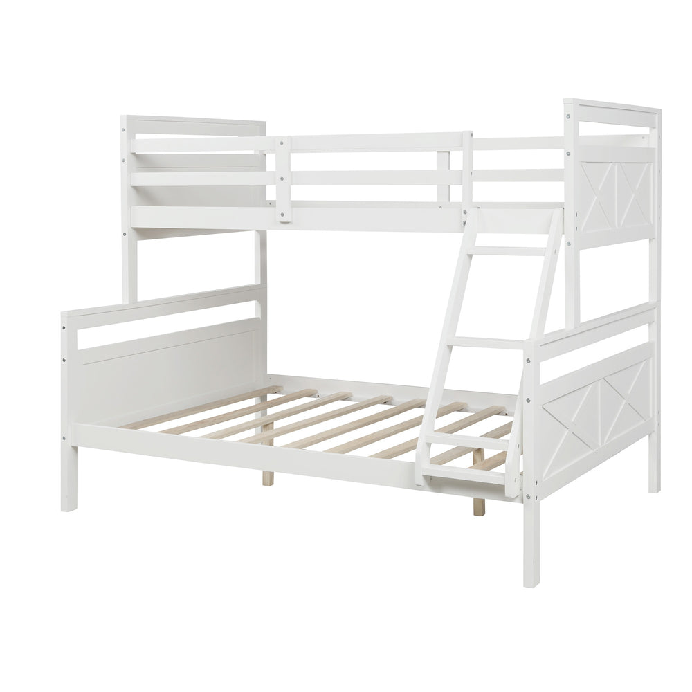 Homeroots White Twin Over Full Size Bunk Bed  Manufactured Wood And Solid Wood 403892