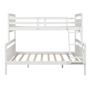 Homeroots White Twin Over Full Size Bunk Bed  Manufactured Wood And Solid Wood 403892