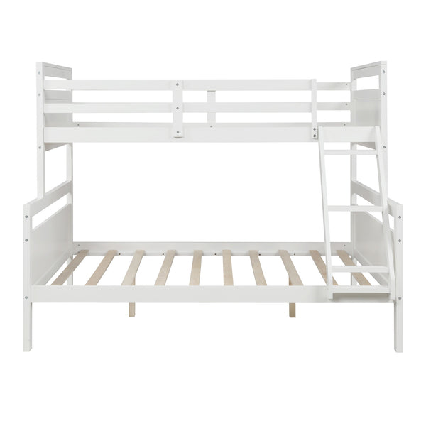 Homeroots White Twin Over Full Size Bunk Bed  Manufactured Wood And Solid Wood 403892