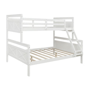 Homeroots White Twin Over Full Size Bunk Bed  Manufactured Wood And Solid Wood 403892