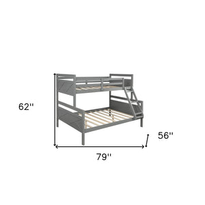 Homeroots Gray Twin Over Full Size Bunk Bed  Manufactured Wood And Solid Wood 403893