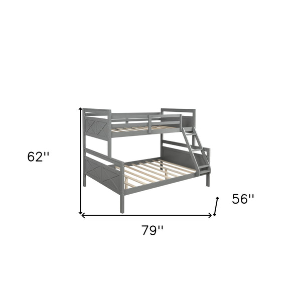 Homeroots Gray Twin Over Full Size Bunk Bed  Manufactured Wood And Solid Wood 403893