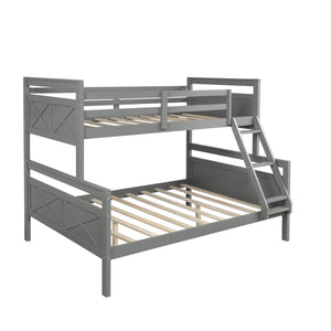 Homeroots Gray Twin Over Full Size Bunk Bed  Manufactured Wood And Solid Wood 403893