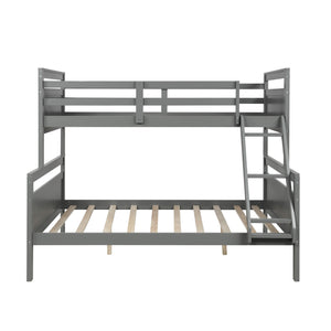 Homeroots Gray Twin Over Full Size Bunk Bed  Manufactured Wood And Solid Wood 403893