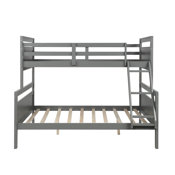 Homeroots Gray Twin Over Full Size Bunk Bed  Manufactured Wood And Solid Wood 403893