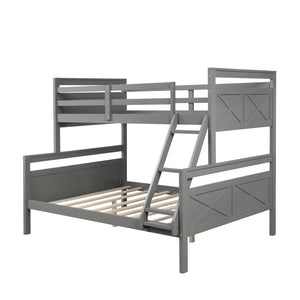 Homeroots Gray Twin Over Full Size Bunk Bed  Manufactured Wood And Solid Wood 403893