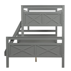 Homeroots Gray Twin Over Full Size Bunk Bed  Manufactured Wood And Solid Wood 403893