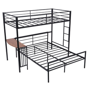 Homeroots Black Twin Over Full Size Metal Bunk Bed With Desk  Steel 403899