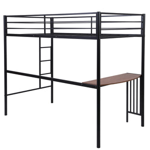Homeroots Black Twin Over Full Size Metal Bunk Bed With Desk  Steel 403899