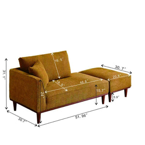 English Elm Indoor Boucle Chaise Lounge with Detachable Ottoman Convertible Daybed Bedroom Reading Nook Orange W5515P438685