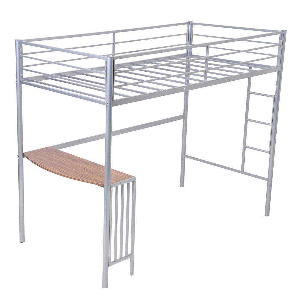 Homeroots Silver Twin Over Full Size Metal Bunk Bed With Desk  Steel 403900
