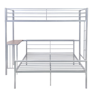 Homeroots Silver Twin Over Full Size Metal Bunk Bed With Desk  Steel 403900