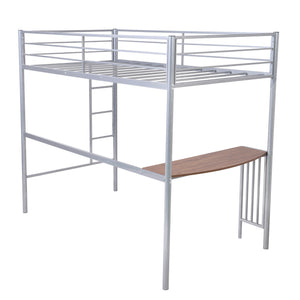 Homeroots Silver Twin Over Full Size Metal Bunk Bed With Desk  Steel 403900