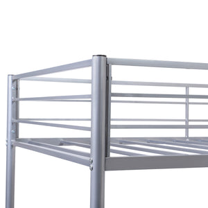 Homeroots Silver Twin Over Full Size Metal Bunk Bed With Desk  Steel 403900