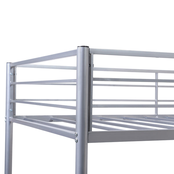 Homeroots Silver Twin Over Full Size Metal Bunk Bed With Desk  Steel 403900