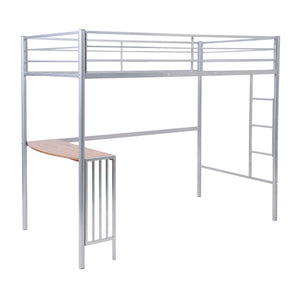 Homeroots Silver Twin Over Full Size Metal Bunk Bed With Desk  Steel 403900