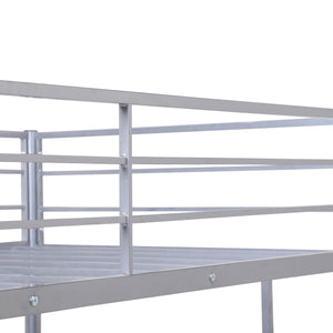 Homeroots Silver Twin Over Full Size Metal Bunk Bed With Desk  Steel 403900