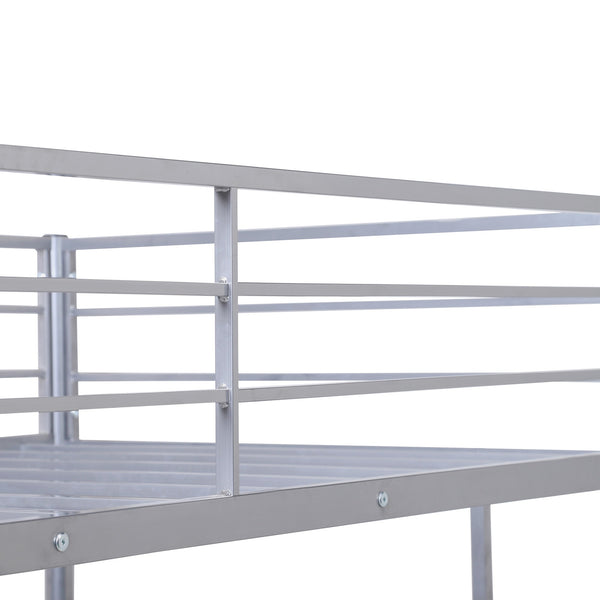 Homeroots Silver Twin Over Full Size Metal Bunk Bed With Desk  Steel 403900
