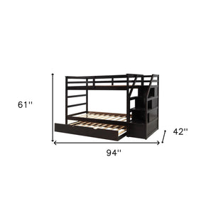 Homeroots Brown Twin Over Twin Bunk Bed With Trundle  Manufactured Wood And Solid Wood 403902