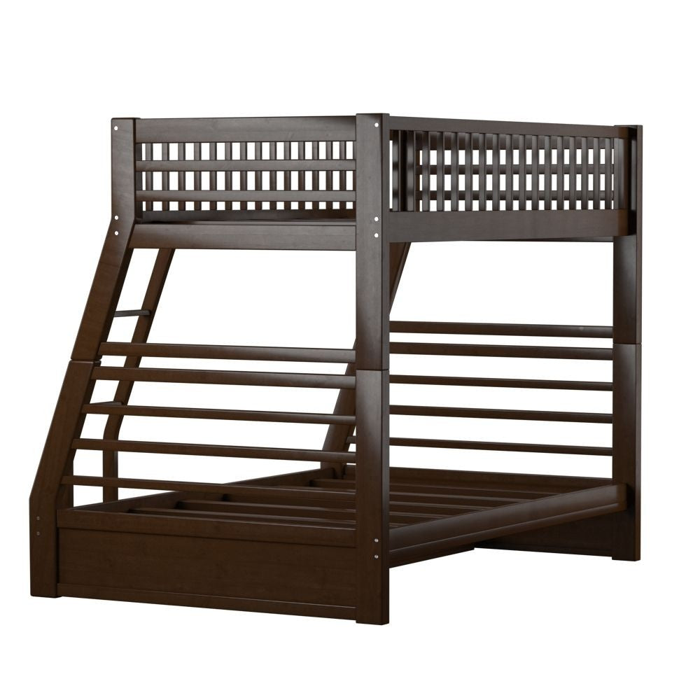Homeroots Brown Twin Over Full Size Bunk Bed  Manufactured Wood And Solid Wood 403916
