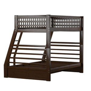 Homeroots Brown Twin Over Full Size Bunk Bed  Manufactured Wood And Solid Wood 403916