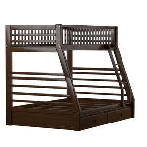Homeroots Brown Twin Over Full Size Bunk Bed  Manufactured Wood And Solid Wood 403916
