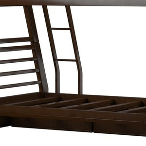 Homeroots Brown Twin Over Full Size Bunk Bed  Manufactured Wood And Solid Wood 403916