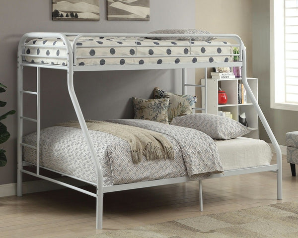 Homeroots White Twin Xl Over Queen Size Metal Bunk Bed  Steel 403917