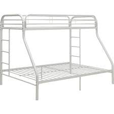 Homeroots White Twin Xl Over Queen Size Metal Bunk Bed  Steel 403917