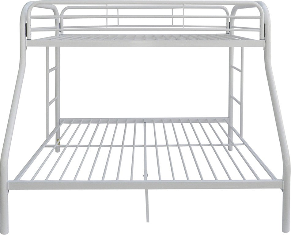 Homeroots White Twin Xl Over Queen Size Metal Bunk Bed  Steel 403917
