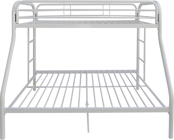 Homeroots White Twin Xl Over Queen Size Metal Bunk Bed  Steel 403917