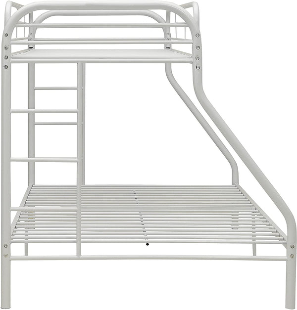Homeroots White Twin Xl Over Queen Size Metal Bunk Bed  Steel 403917