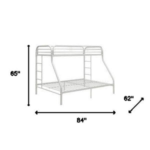Homeroots White Twin Xl Over Queen Size Metal Bunk Bed  Steel 403917