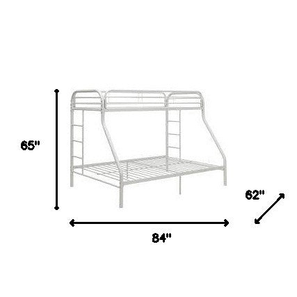 Homeroots White Twin Xl Over Queen Size Metal Bunk Bed  Steel 403917