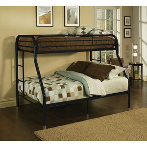 Homeroots Black Twin Over Full Size Bunk Bed  Steel 403918