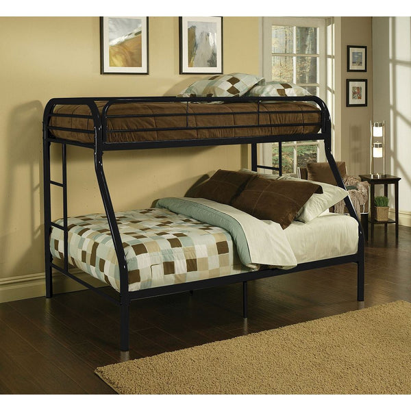 Homeroots Black Twin Over Full Size Bunk Bed  Steel 403918
