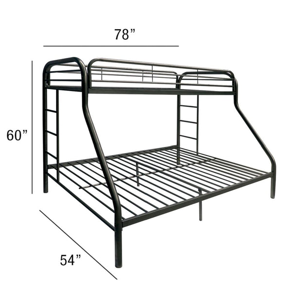 Homeroots Black Twin Over Full Size Bunk Bed  Steel 403918