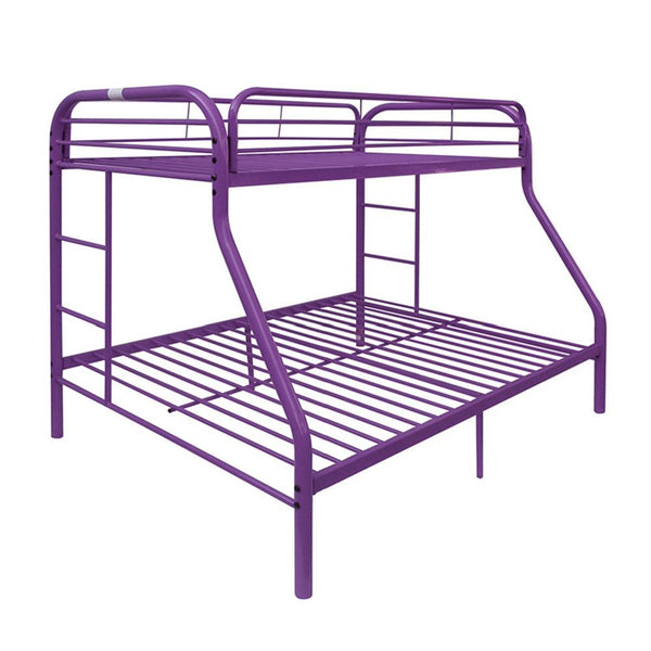 Homeroots Purple Twin Over Full Size Bunk Bed  Steel 403919