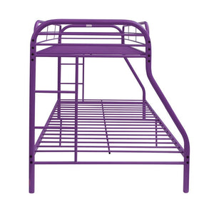 Homeroots Purple Twin Over Full Size Bunk Bed  Steel 403919